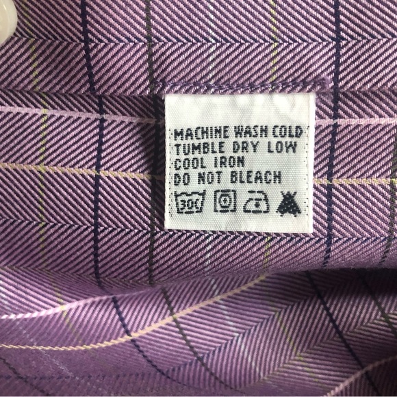 Bobby Jones lavender plaid  shirt size size L woven in Italy 100% cotton EUC - Picture 8 of 9